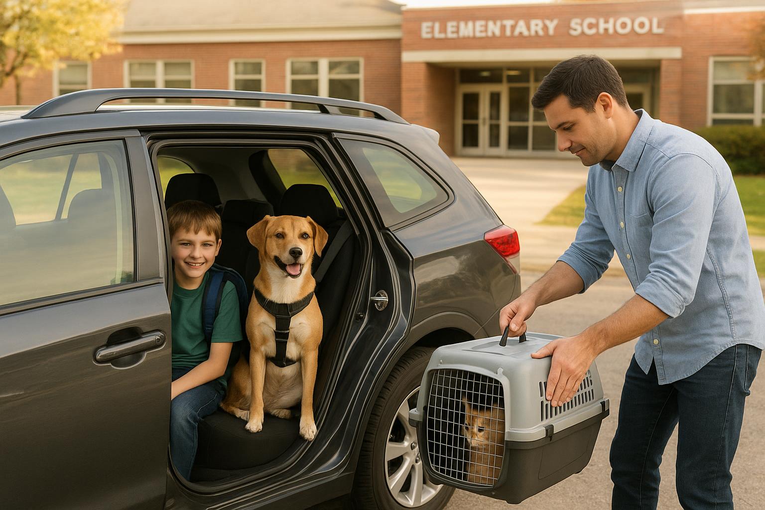 Car pooling scolastico e pet di famiglia: come organizzare tragitti condivisi rispettando cane e gatto