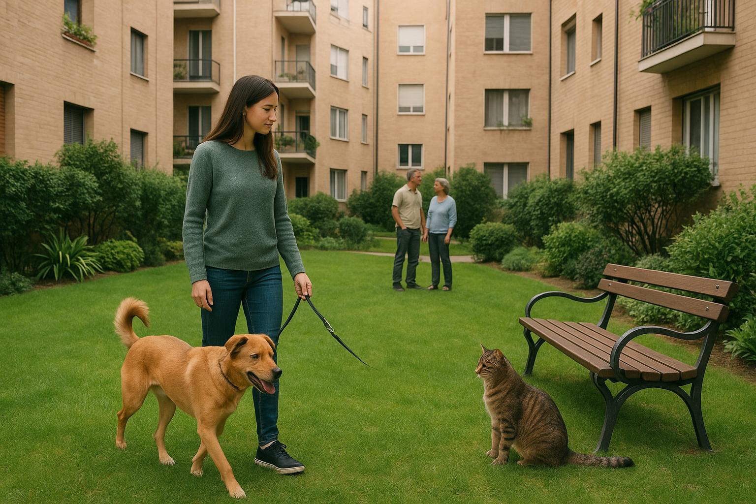 Vivere con cane o gatto in un condominio con giardino condiviso: regole di buon senso e dialogo con i vicini