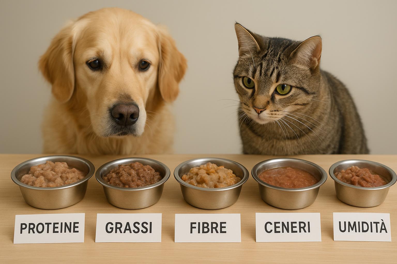Analisi garantita negli alimenti umidi per cani e gatti: come leggere proteine, grassi e ceneri in etichetta