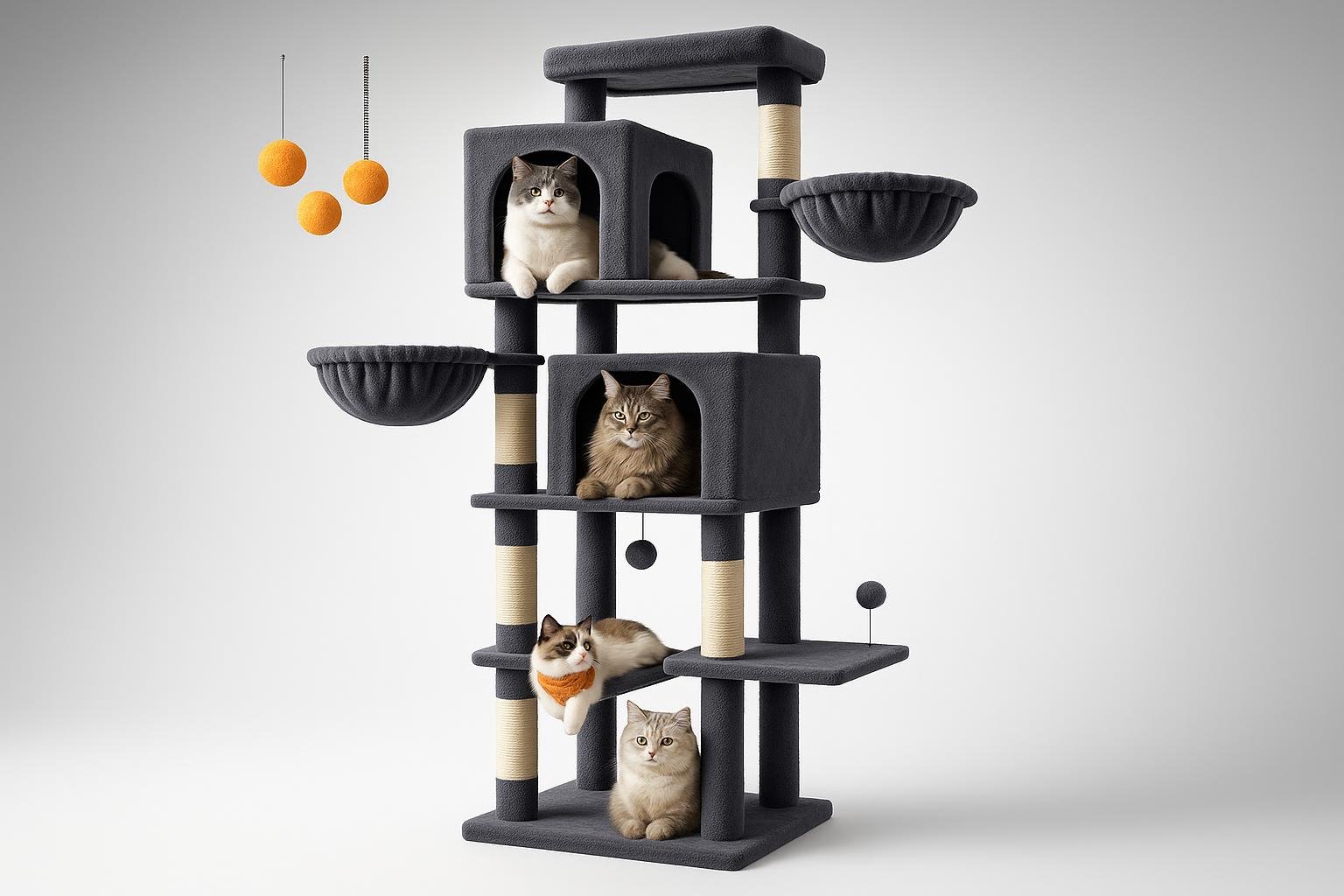 Feandrea albero per gatti 190 cm con amaca e grotte: torre gigante in sconto su Amazon