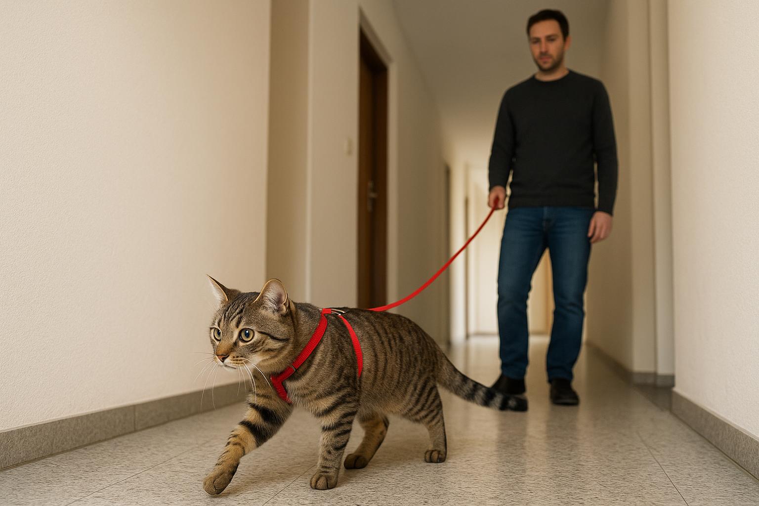 Gatto e corridoio condominiale: regole, rischi e come abituarlo al guinzaglio negli spazi comuni