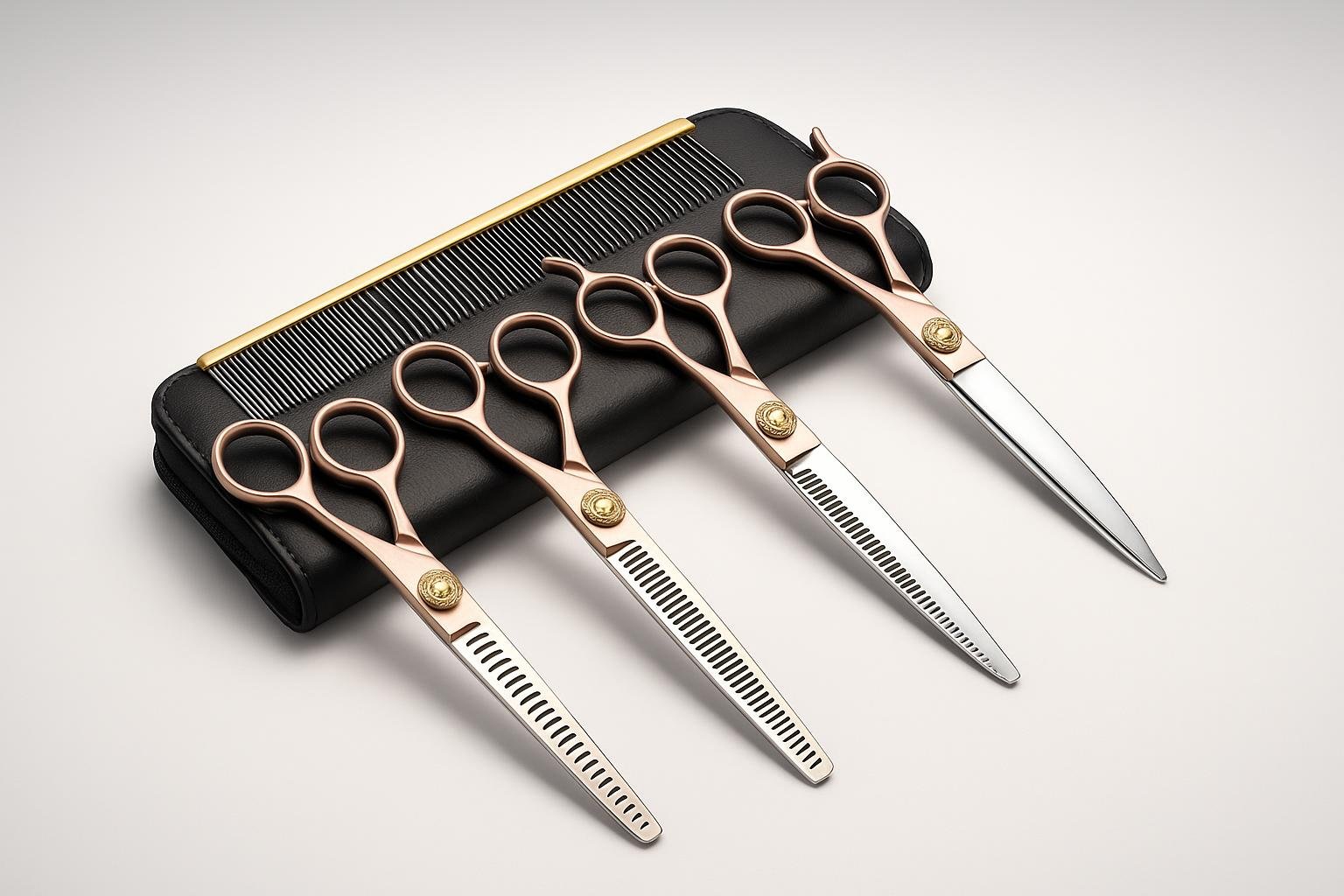 Set forbici toelettatura cani e gatti JASON 6 in1: kit completo per il grooming domestico