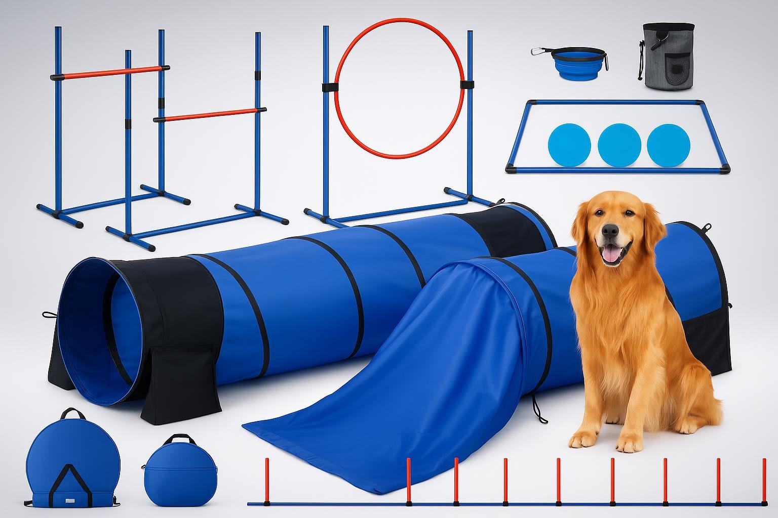 Set agilità per cani VEVOR 7 pezzi in offerta su Amazon, percorso completo per allenare il tuo cucciolo