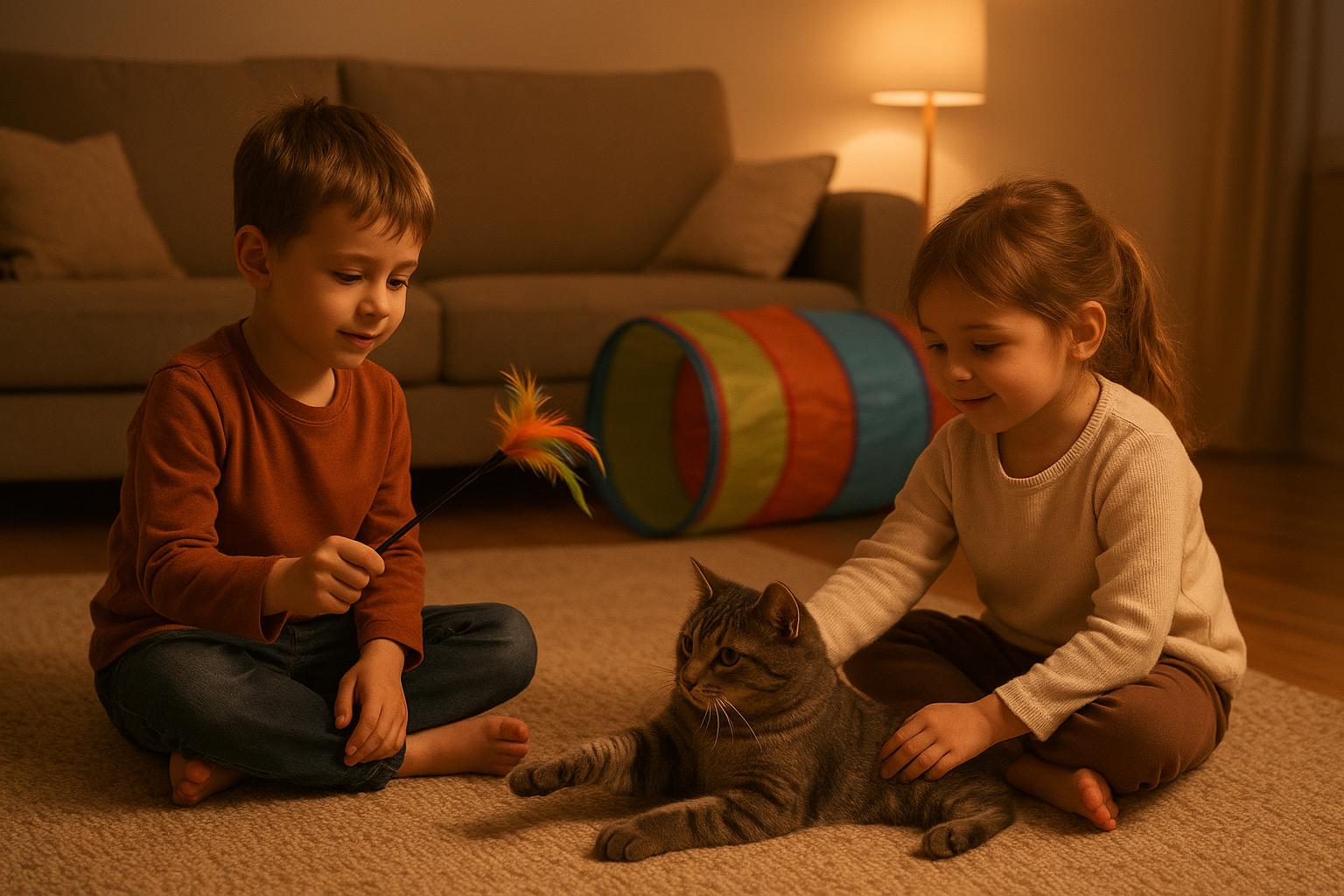 Gatto e routine serale di gioco con i bambini: 20 minuti al giorno per rafforzare il legame