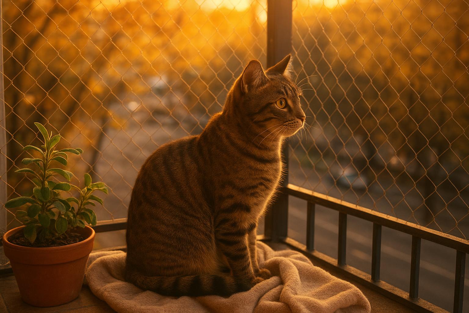 Gatto e prime serate fresche sul balcone: sicurezza e idee di arricchimento a inizio autunno