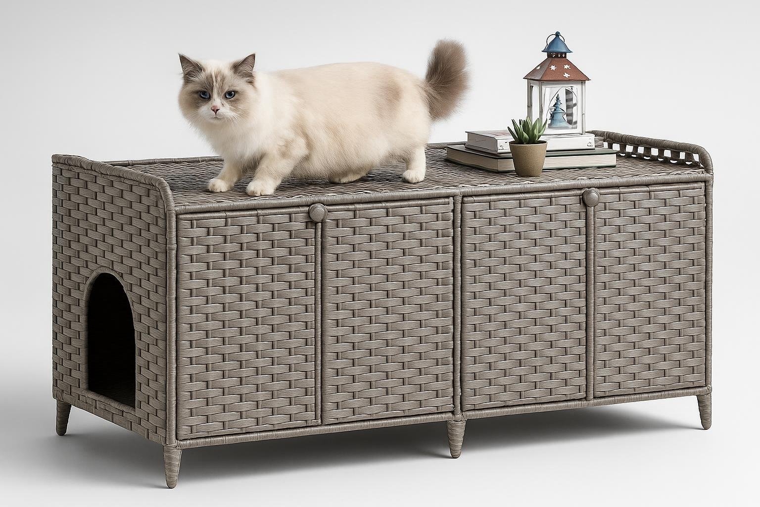 Mobiletto copri lettiera Garvee in rattan per due box: soluzione d’arredo in sconto su Amazon