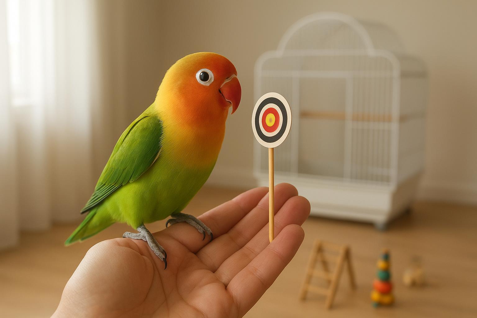 Primi trucchi da insegnare a un inseparabile: target, richiamo e piccoli giochi senza stress