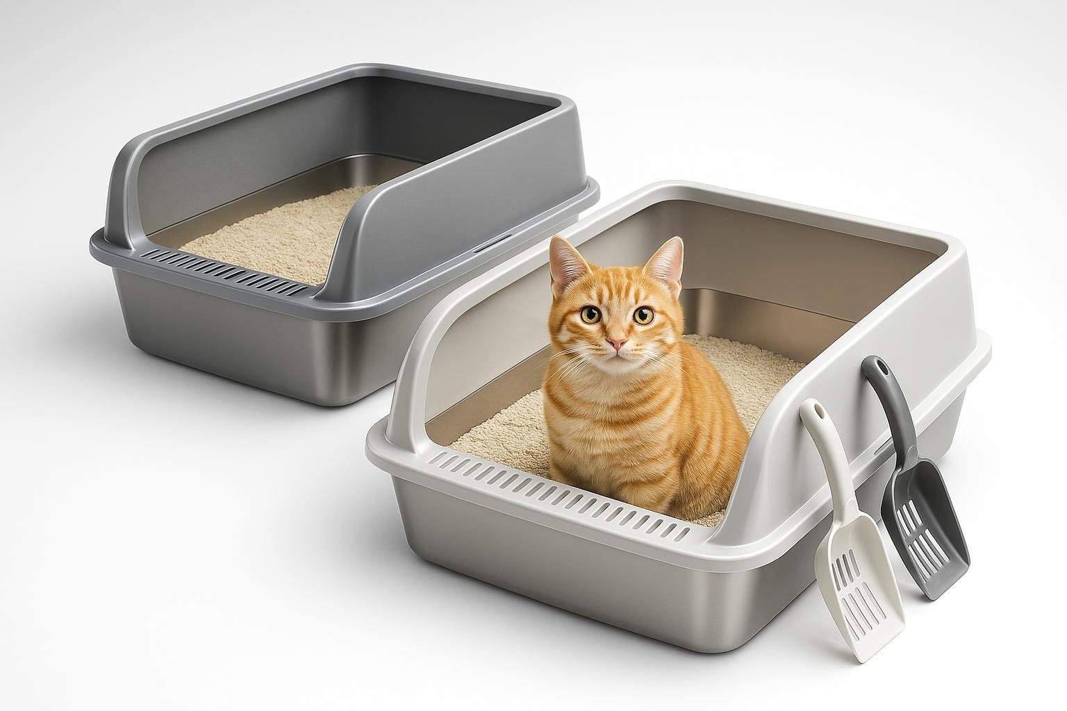 Lettiera per gatti in acciaio inox 50x35x20 cm in offerta su Amazon: addio vaschette in plastica