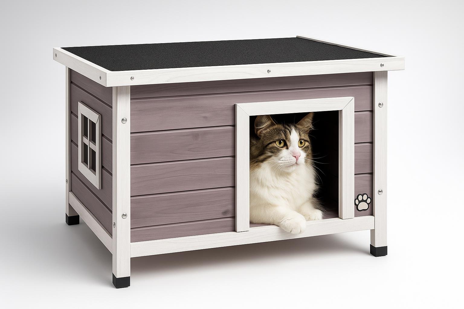 VOUNOT casetta per gatti in legno da esterno: rifugio compatto in offerta per terrazzi e giardini