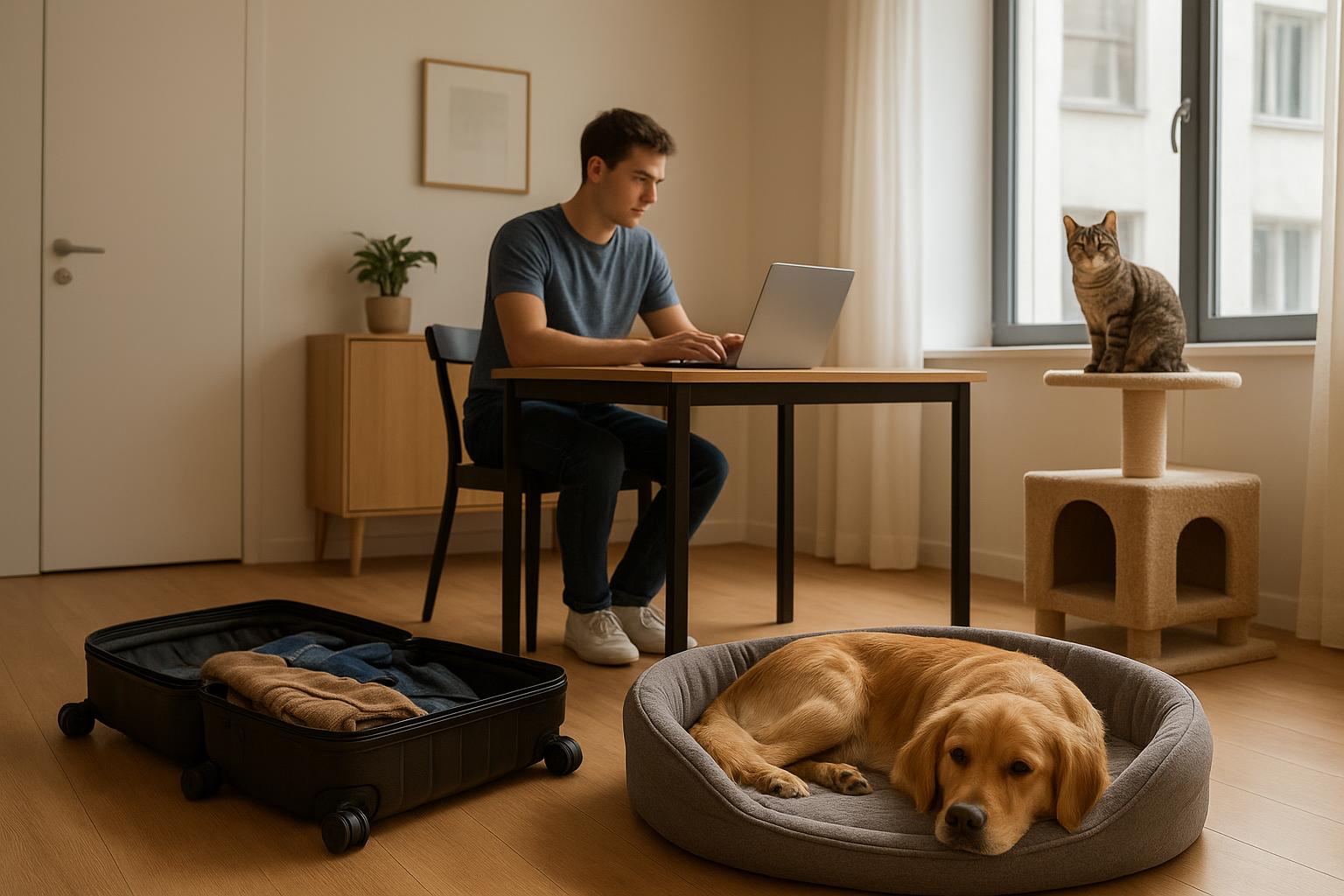 Coinquilini digital nomad e pet residenti: organizzare l’andirivieni senza stress per cane e gatto