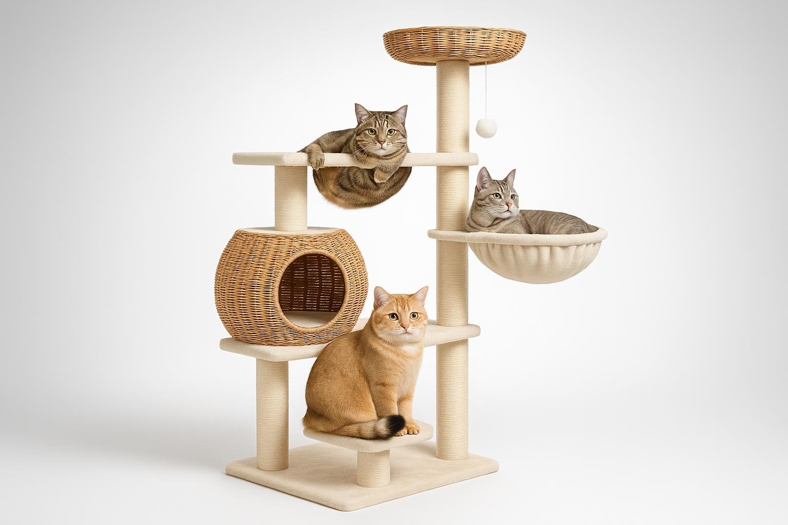 Yaheetech albero tiragraffi in rattan intrecciato per gatti, gioco e relax in verticale in offerta su Amazon