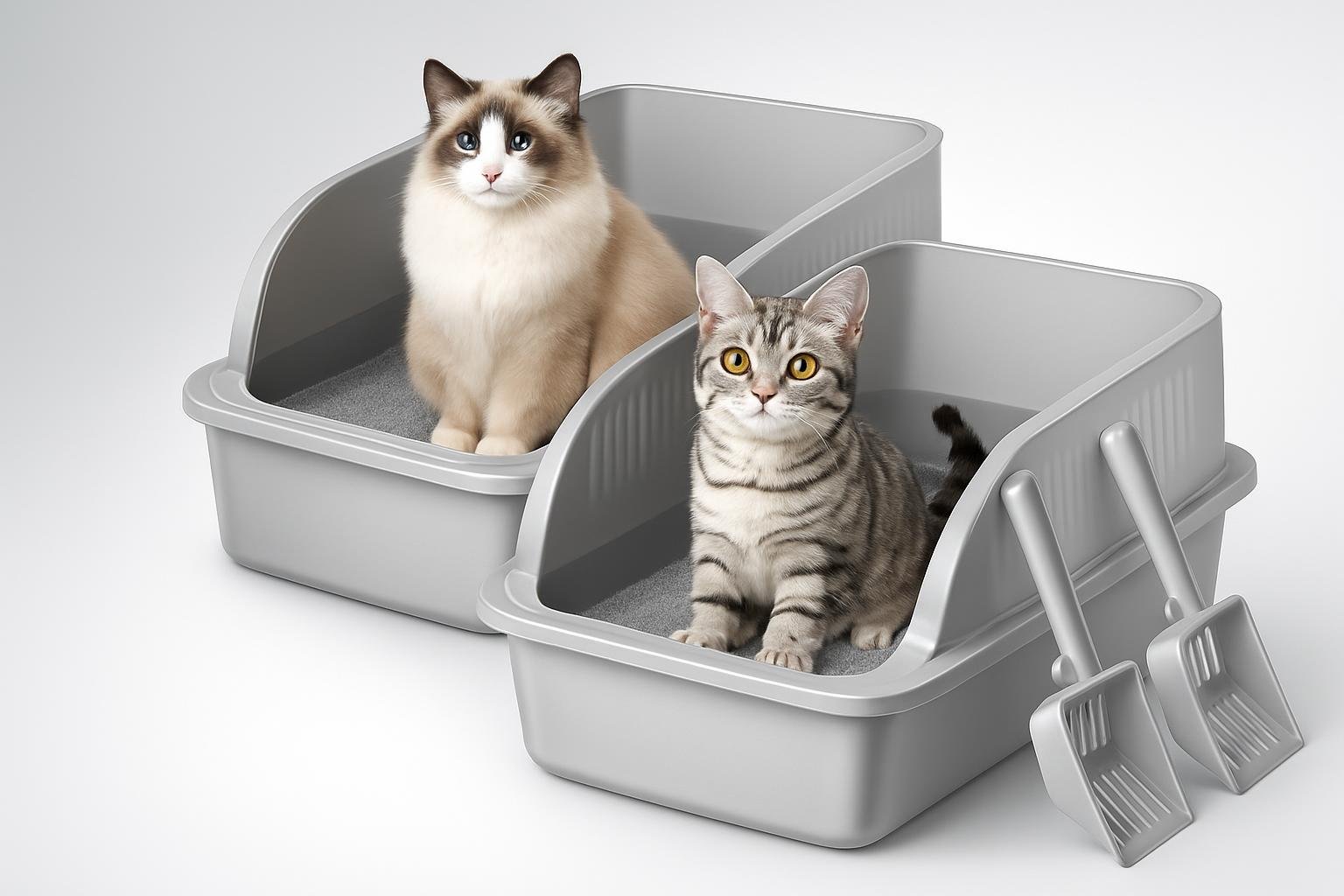 Lettiera XXL in acciaio inox con 2 palette, maxi set per gatti in offerta su Amazon