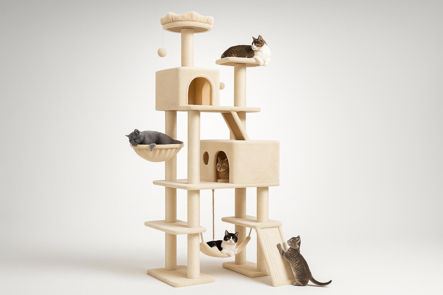 Yaheetech albero tiragraffi da 209 cm, palestra completa per gatti di casa in offerta su Amazon