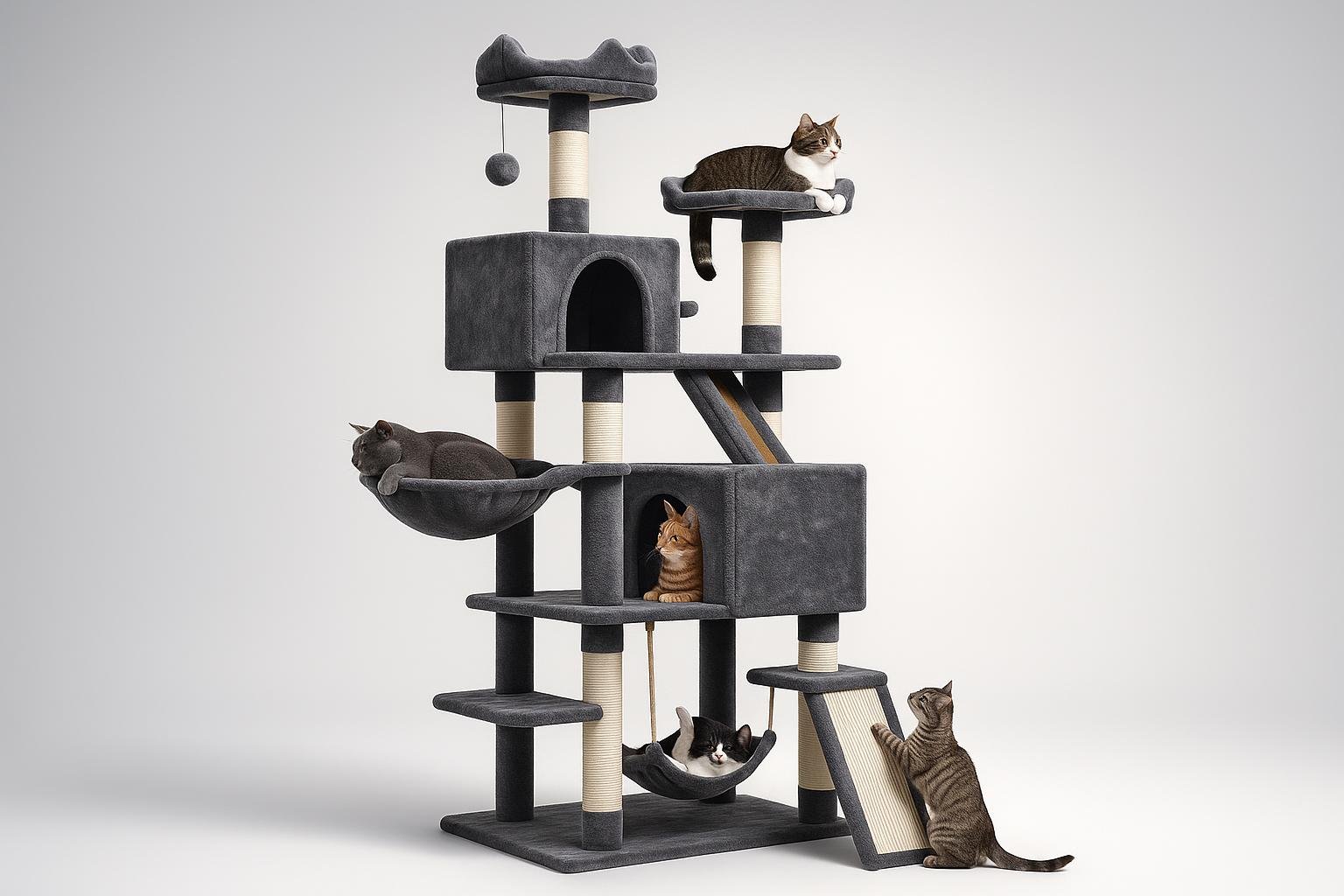 Yaheetech albero tiragraffi 209 cm, maxi palestra per gatti in offerta su Amazon