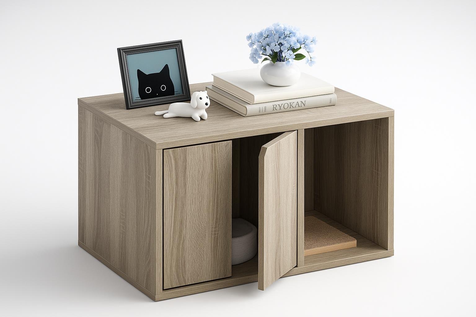 Mobile lettiera Furinno Peli compatto, soluzione salvaspazio per la toilette del gatto in offerta su Amazon