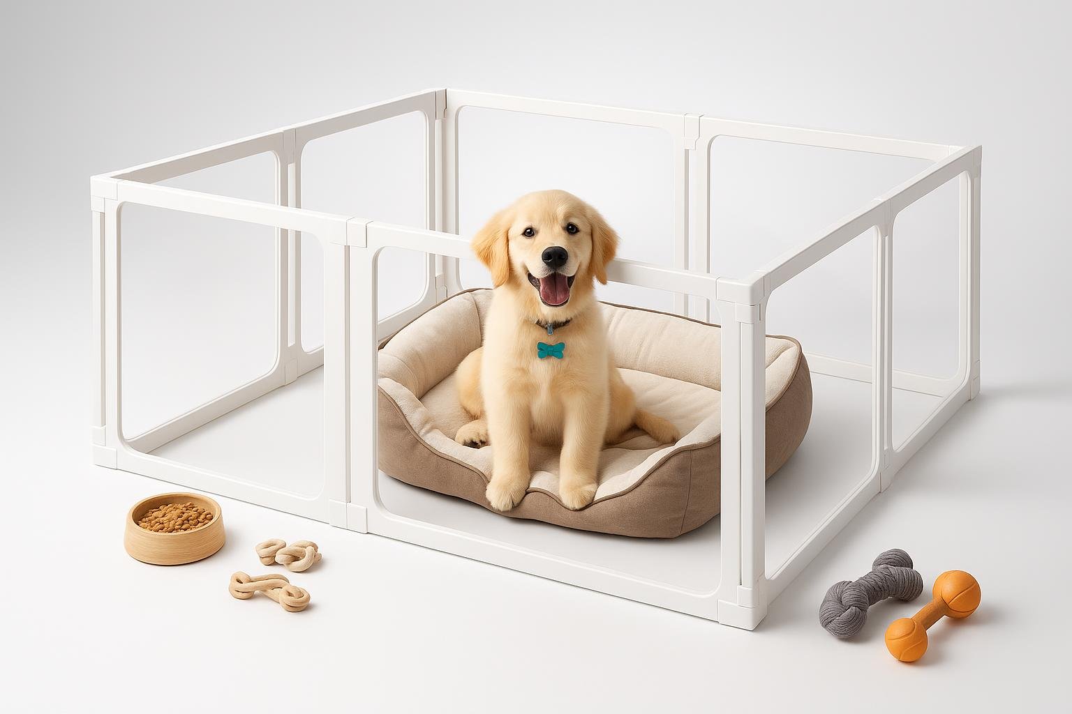 Recinto acrilico MAMIZO 125×120 cm, box elegante per cuccioli e cani di piccola taglia