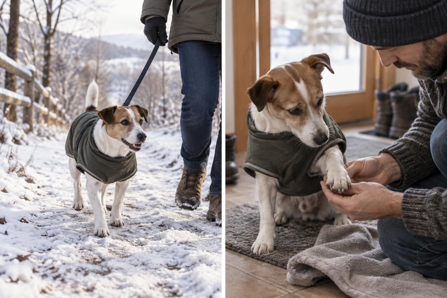 Cani e prime gelate: come proteggere zampe e mantello durante le passeggiate