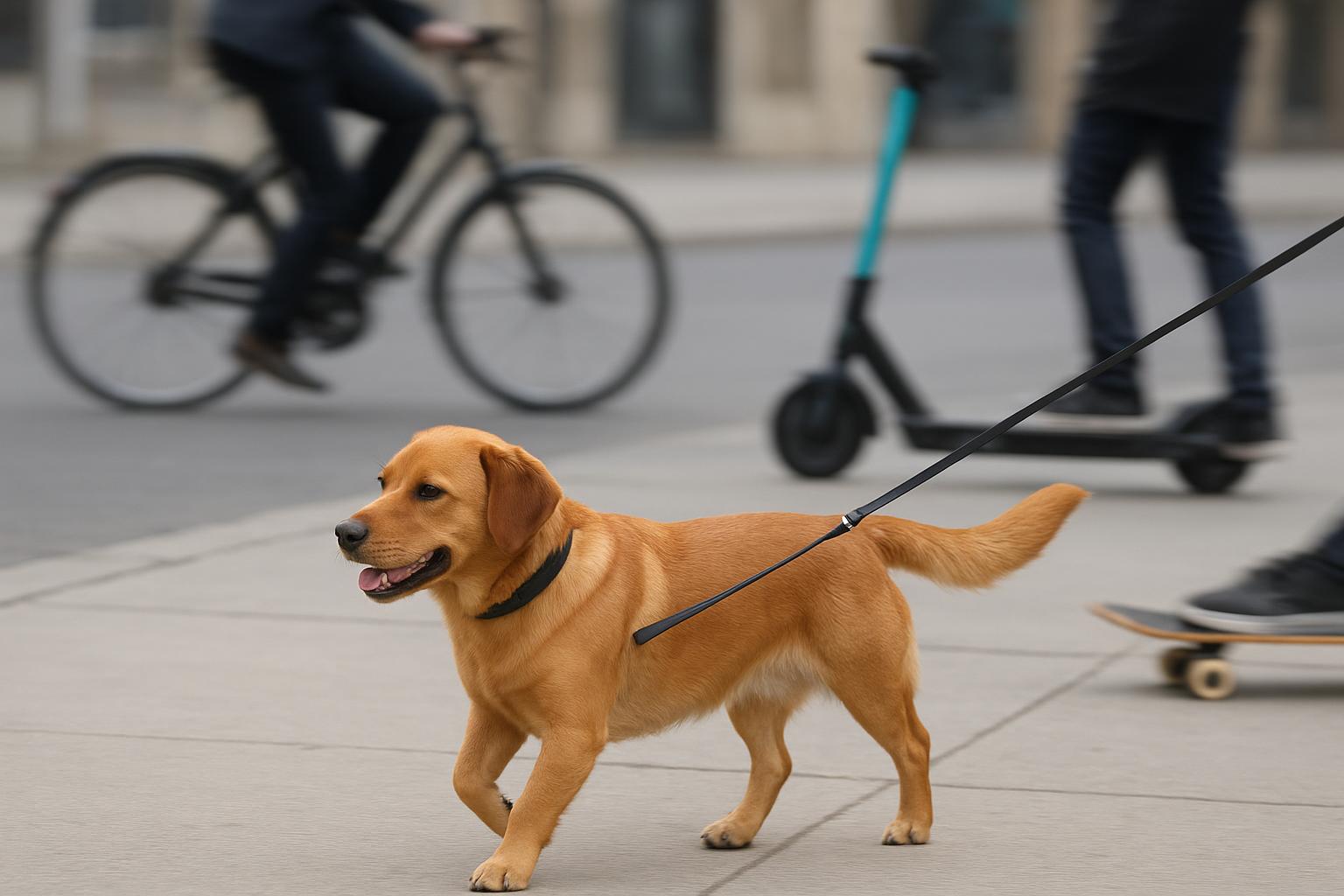 Cane e micro-mobilità urbana: come abituarlo a bici, monopattini e skateboard senza paura