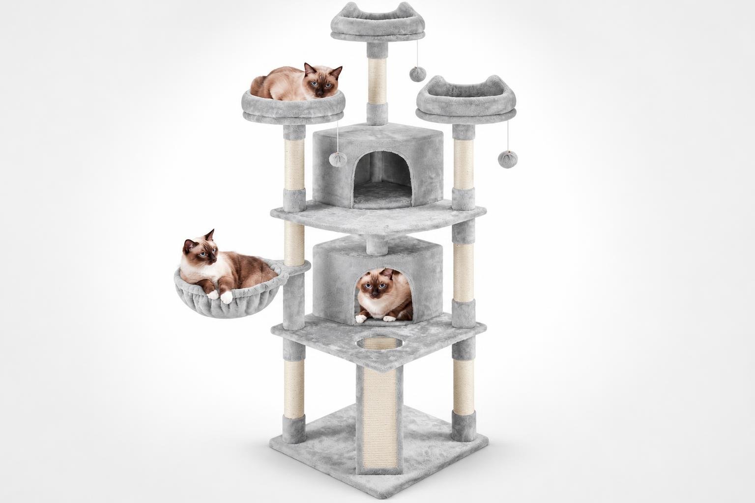 Yaheetech tiragraffi da 193 cm in offerta su Amazon: una torre completa per gatti che amano arrampicarsi