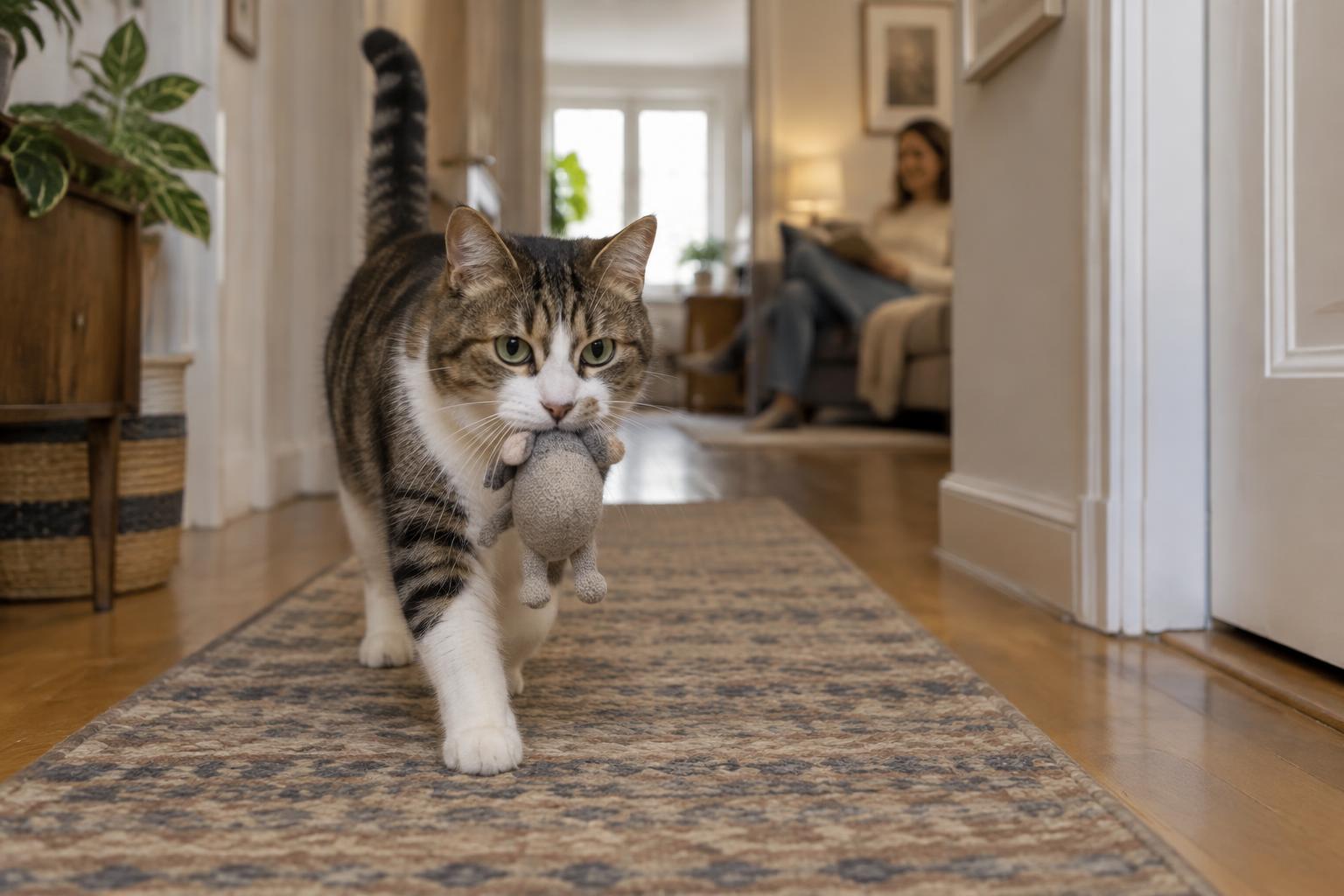 Il gatto porta in giro i suoi giochi: perché lo fa e come rispondere