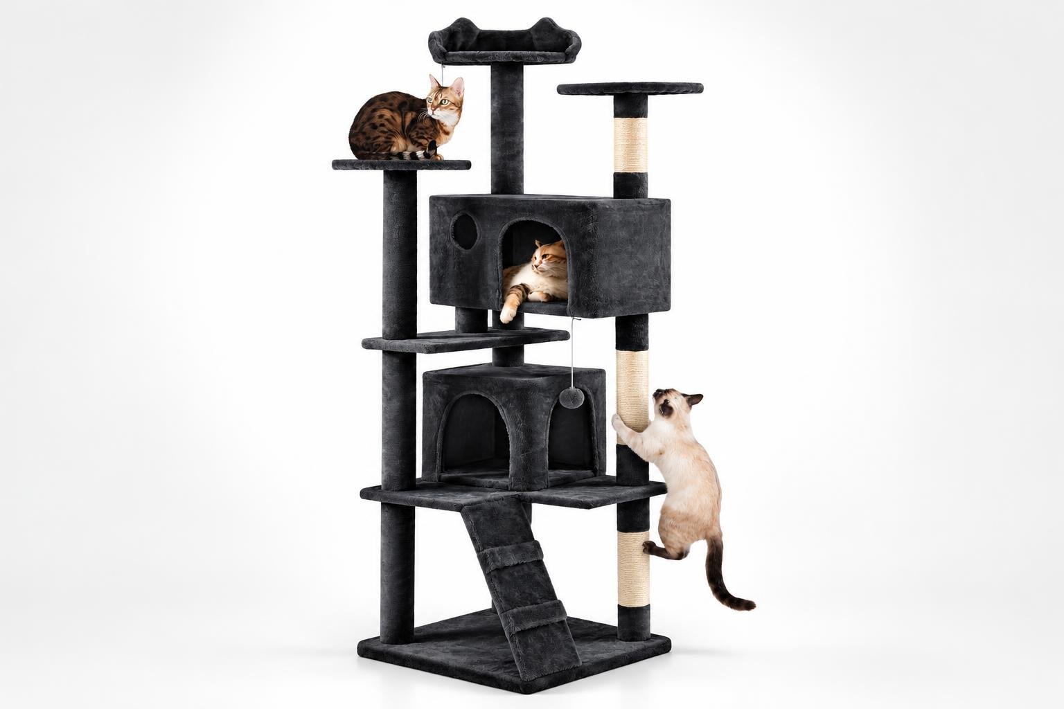 Tiragraffi Yaheetech XXL da 178 cm: una torre per gatti con posatoi e casette