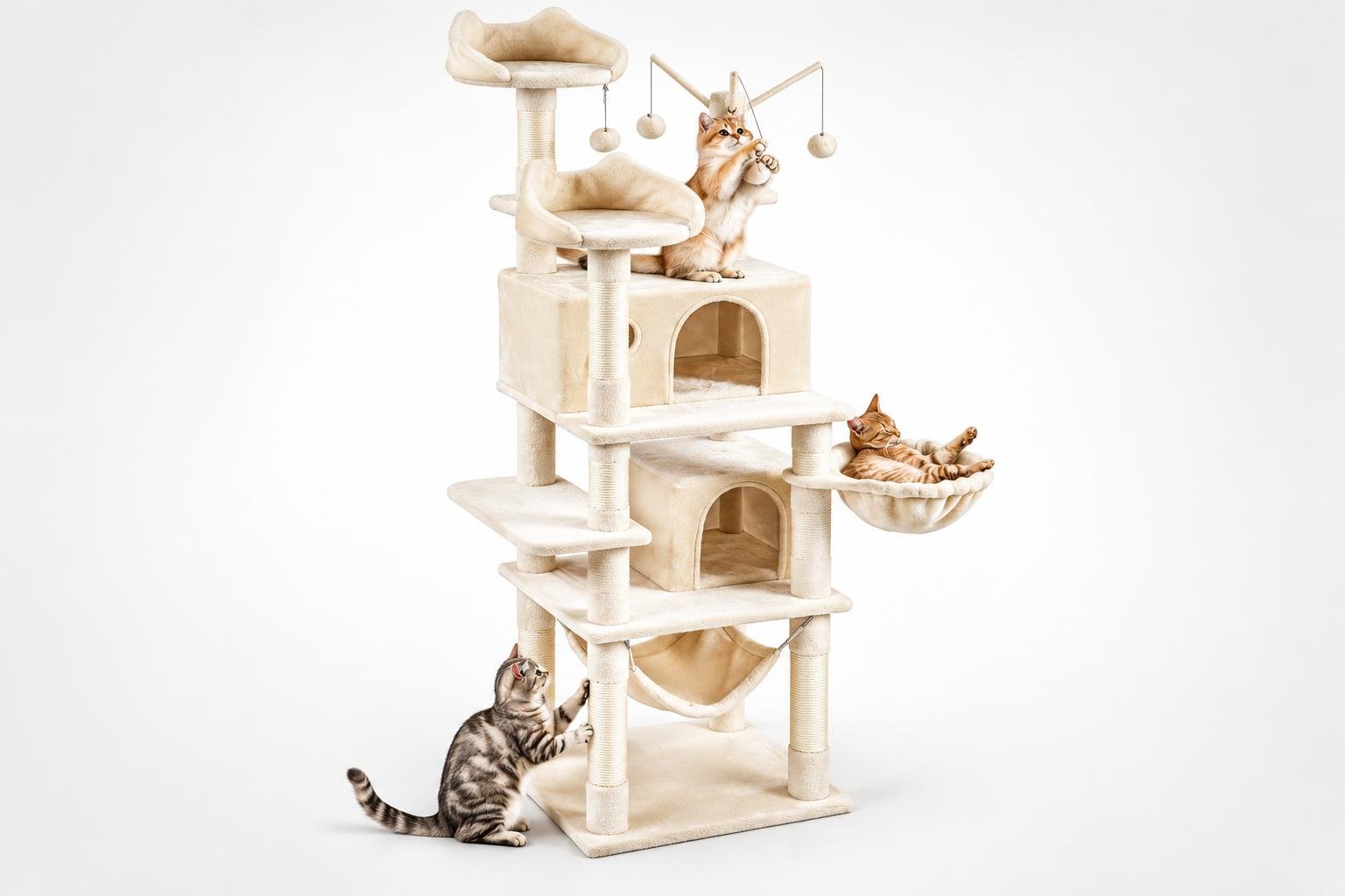 Albero tiragraffi Yaheetech da 170 cm: più livelli per gioco e riposo del gatto