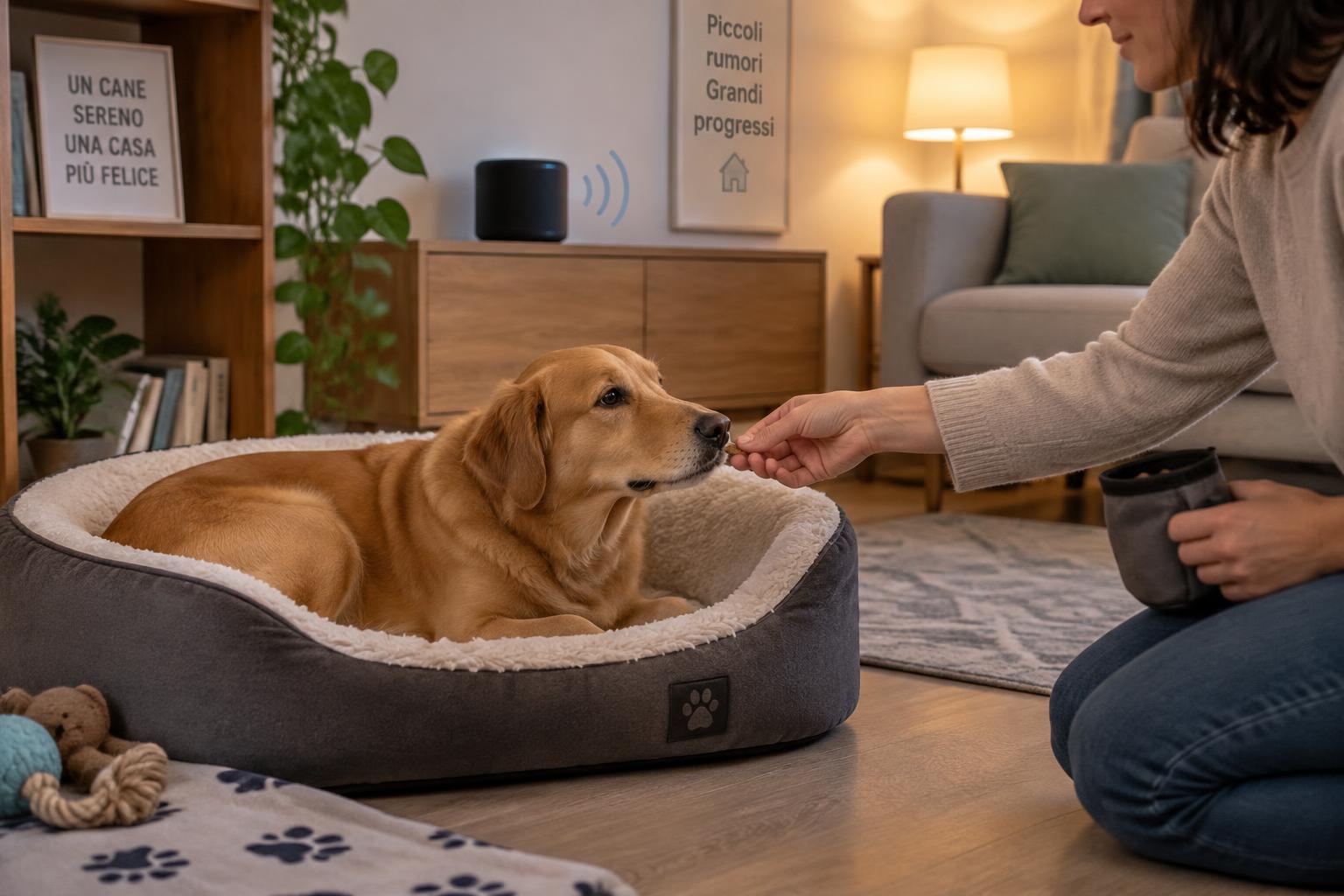 Come aiutare un cane che si spaventa dei rumori domestici: un percorso graduale