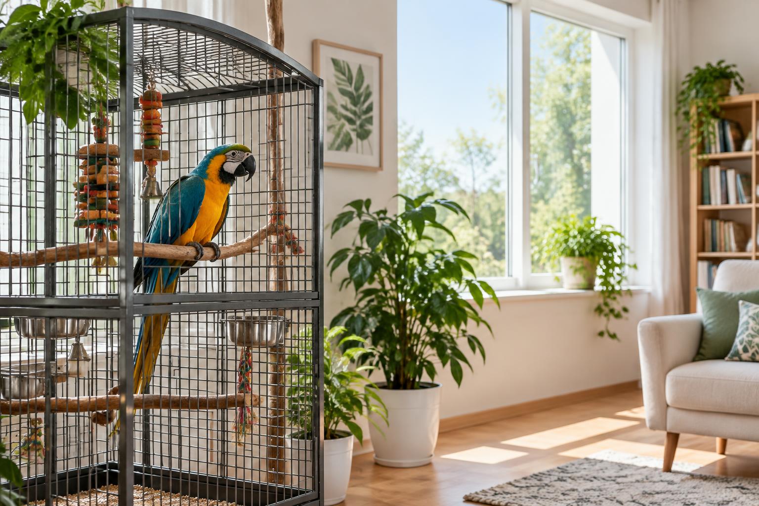 Pappagalli e qualità dell’aria in casa: ventilazione, fumi e sostanze da evitare