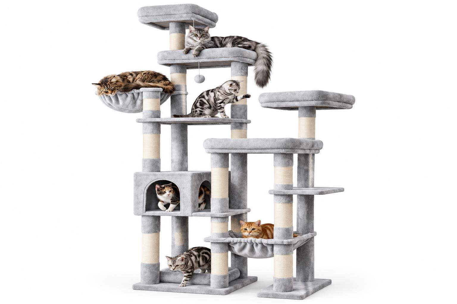 Hey-brother MPJ074W: tiragraffi alto con cuccia e amaca per gatti, ora in offerta su Amazon