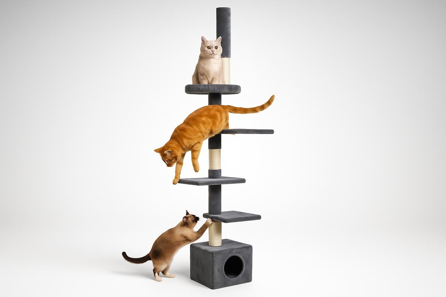 Yaheetech albero tiragraffi da soffitto per gatti, occasione su Amazon per un condominio verticale completo