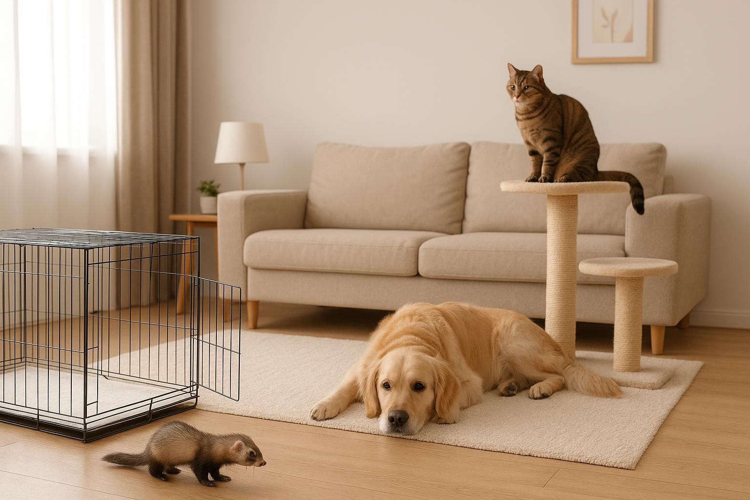 Furetti, cani e gatti sotto lo stesso tetto: come organizzare una convivenza sicura e rispettosa