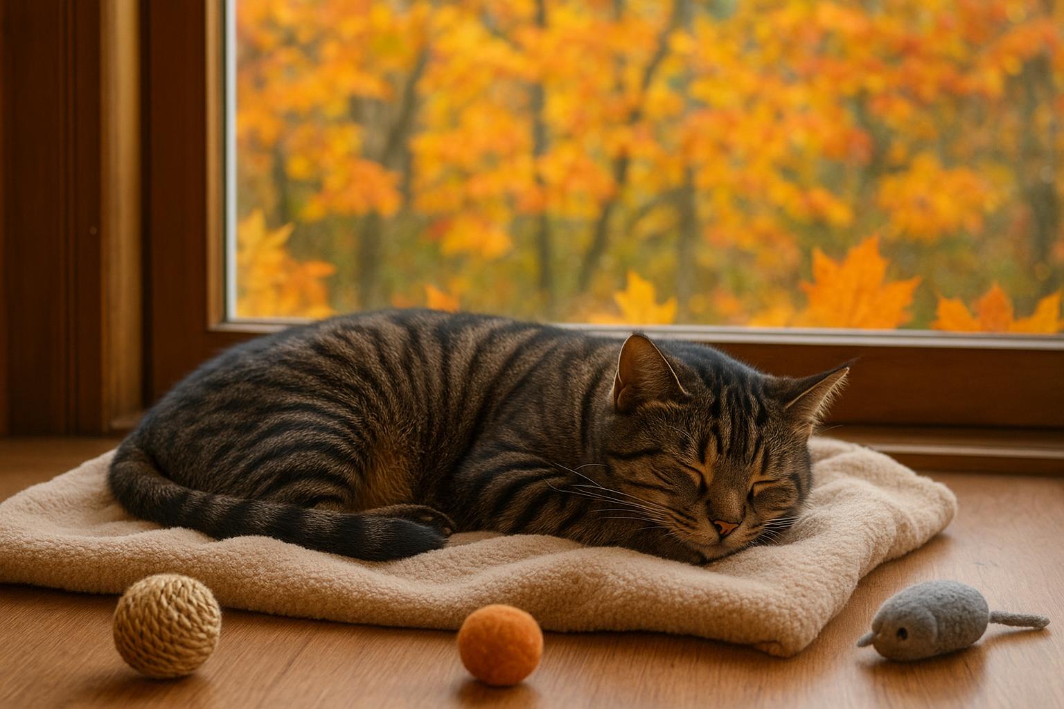 Gatto e arrivo dell’autunno: come cambiano gioco, sonno e richiesta di coccole