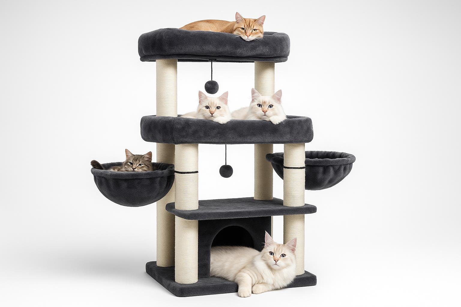 Albero tiragraffi Hey-brother da 130 cm per gatti grandi, comfort e gioco in verticale con il prezzo giù su Amazon
